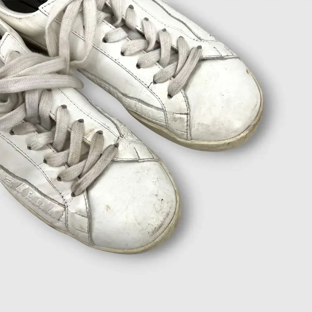 Sans Matin White Leather Low Top Sneakers Size EU 38